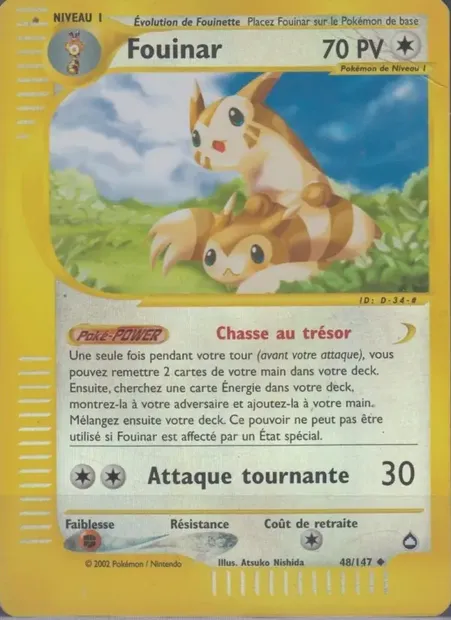 Fouinar, carte Pokémon AQ 48 — extension Aquapolis