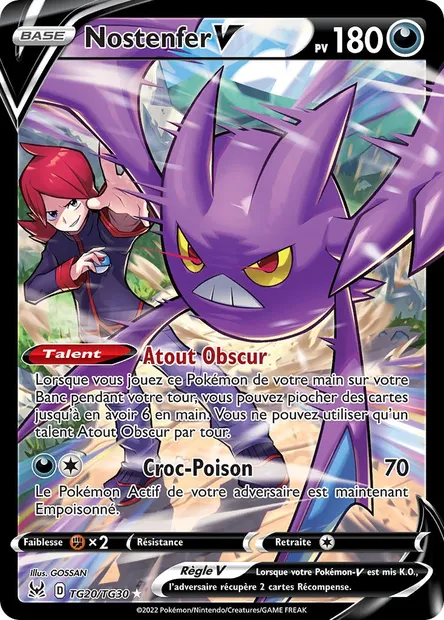 Nostenfer V, carte Pokémon LOR TG20 — extension Origine Perdue