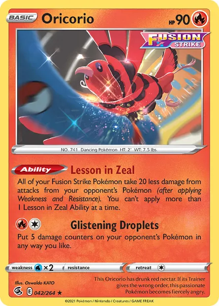 Oricorio, Pokémon card FST 42 — Fusion Strike set