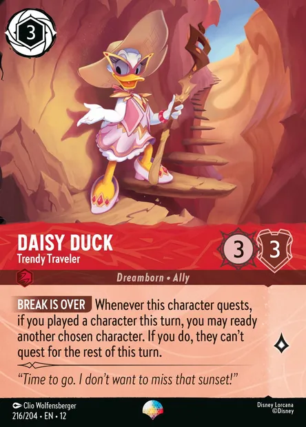 Daisy Duck - Trendy Traveler, Disney Lorcana card CH12-216 — Wilds Unknown set