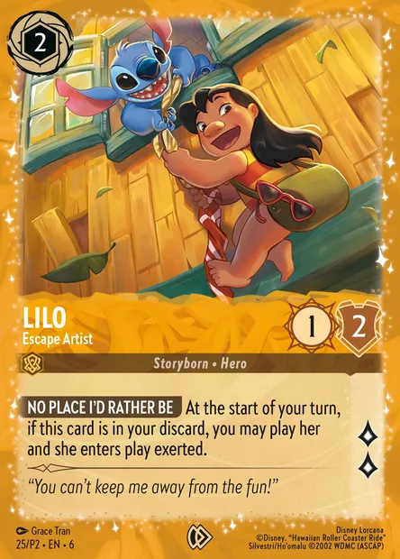 Lilo - Escape Artist, Disney Lorcana card P2-025 — P2 set