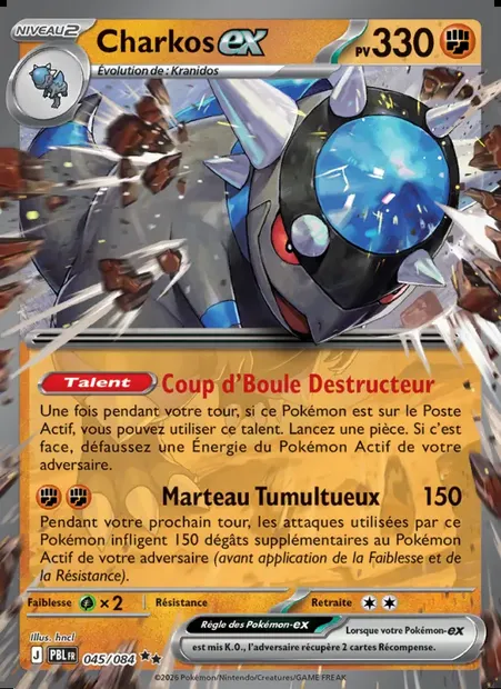 Charkos-ex, carte Pokémon PBL 045 — extension Nuit Noire