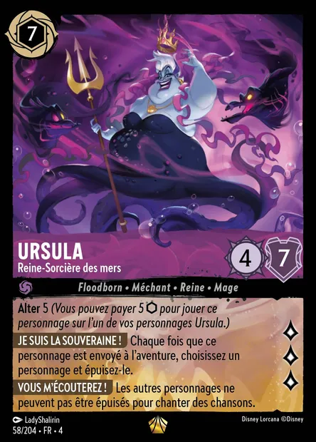 Ursula - Reine-Sorcière des mers, carte Disney Lorcana CH4-058 — extension Le Retour d'Ursula
