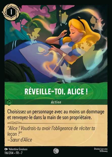 Réveille-toi, Alice !, carte Disney Lorcana CH7-116 — extension L'île d'Archazia