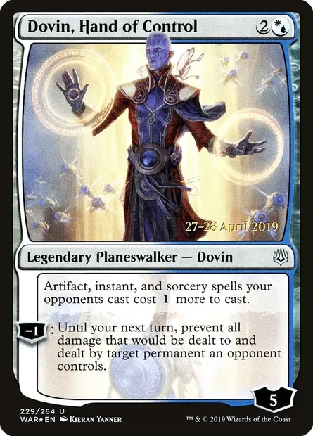 Dovin, autorité du contrôle, carte Magic PWAR 229s — extension War of the Spark Promos