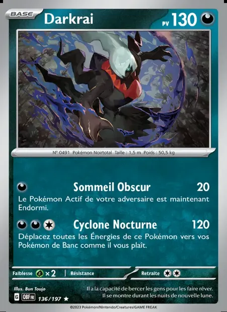 Darkrai, carte Pokémon OBF 136 — extension Flammes Obsidiennes