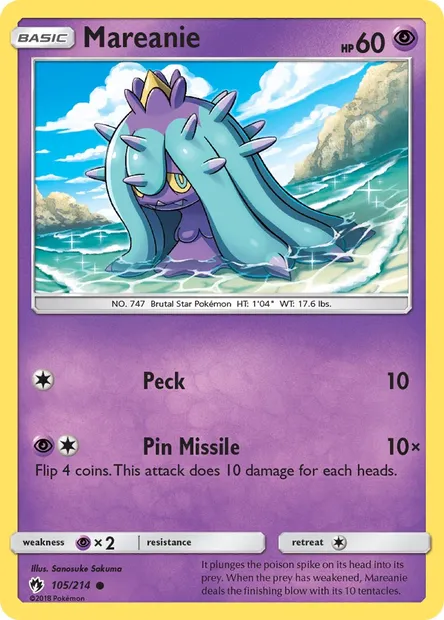 Mareanie, Pokémon card LOT 105 — Lost Thunder set