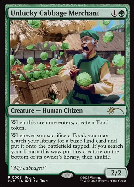 Marchand de choux malchanceux, carte Magic PW25 15 — extension Wizards Play Network 2025