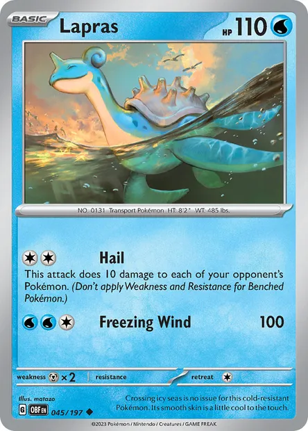 Lapras, Pokémon card OBF 045 — Obsidian Flames set