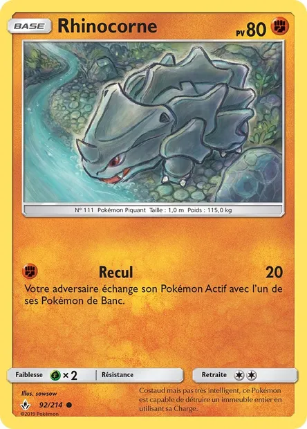 Rhinocorne, carte Pokémon UNB 92 — extension Alliance Infaillible
