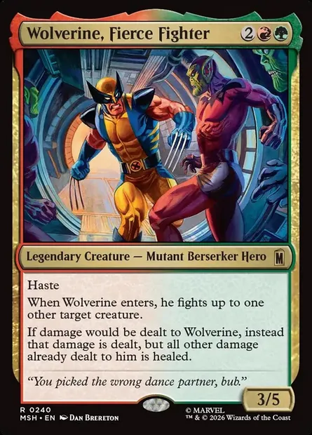 Wolverine, Fierce Fighter, Magic card MSH 240 — Marvel Super Heroes set