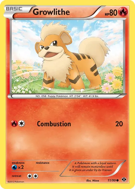 Growlithe, Pokémon card NXD 11 — Next Destinies set