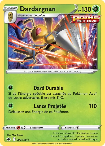 Dardargnan, carte Pokémon CRE 3 — extension Règne de Glace