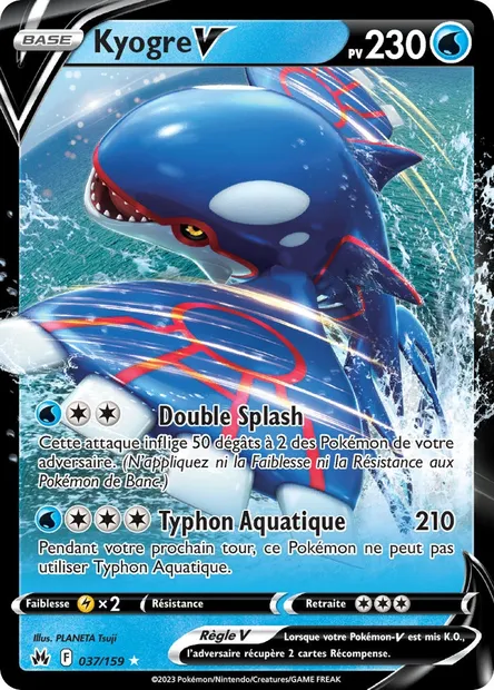 Kyogre V, carte Pokémon CRZ 037 — extension Zénith Suprême