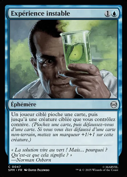 Expérience instable, carte Magic SPM 47 — extension Marvel's Spider-Man