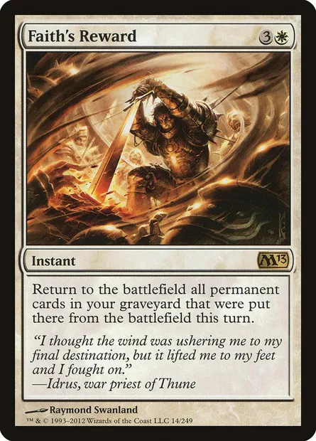 Faith's Reward, Magic card M13 14 — Magic 2013 set