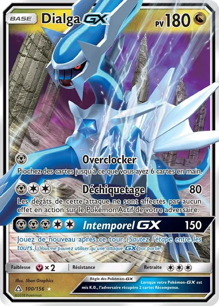 Dialga GX, carte Pokémon UPR 100 — extension Ultra-Prisme