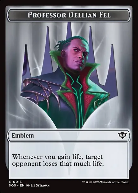 Professor Dellian Fel Emblem, carte Magic TSOS 13 — extension Secrets of Strixhaven Tokens