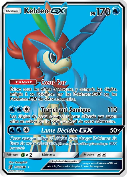 Keldeo GX, carte Pokémon UNM 219 — extension Harmonie des Esprits
