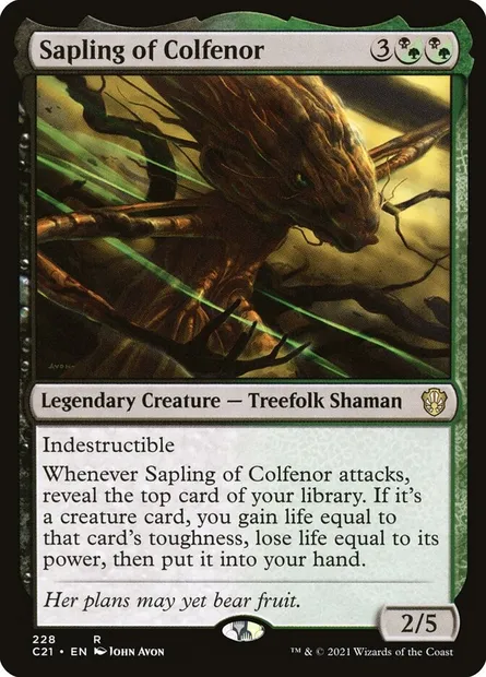 Sapling of Colfenor, Magic card C21 228 — Commander 2021 set