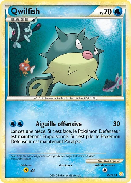 Qwilfish, carte Pokémon HS 50 — extension HeartGold SoulSilver