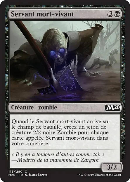 Servant mort-vivant, carte Magic M20 118 — extension Core Set 2020