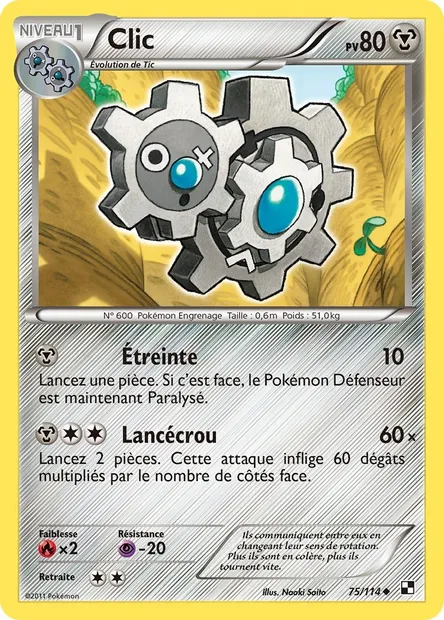 Clic, carte Pokémon BLW 75 — extension Noir & Blanc