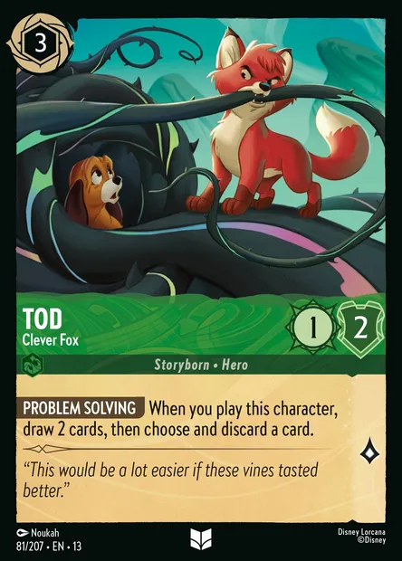 Tod - Clever Fox, Disney Lorcana card CH13-081 — Attack of the Vine! set