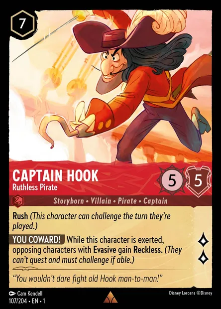 Captain Hook - Ruthless Pirate, Disney Lorcana card CH1-107 — The First Chapter set