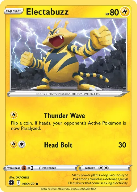 Electabuzz, Pokémon card BRS 046 — Brilliant Stars set