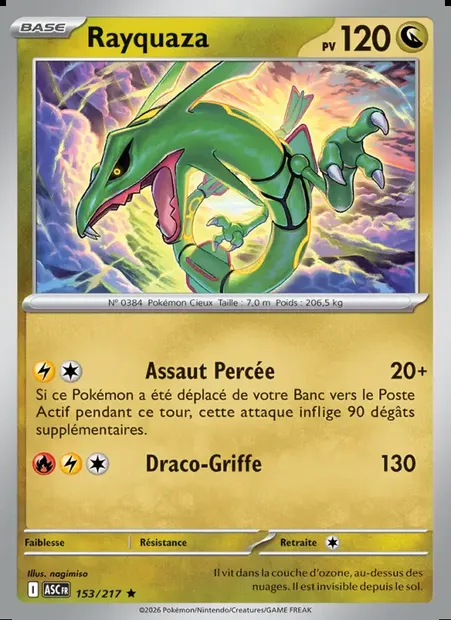 Rayquaza, carte Pokémon ASC 153 — extension Héros Transcendants