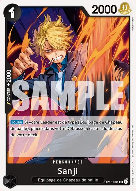Sanji, carte One Piece OP15-081 — extension AVENTURE SUR L'ÎLE DE DIEU