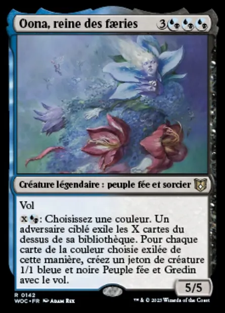 Oona, reine des faeries, carte Magic WOC 142 — extension Wilds of Eldraine Commander