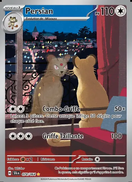 Persian, carte Pokémon SFA 078 — extension Fable Nébuleuse