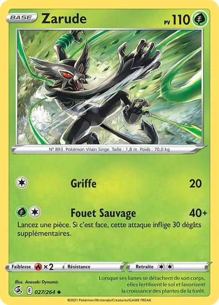 Zarude, carte Pokémon FST 27 — extension Poing de Fusion