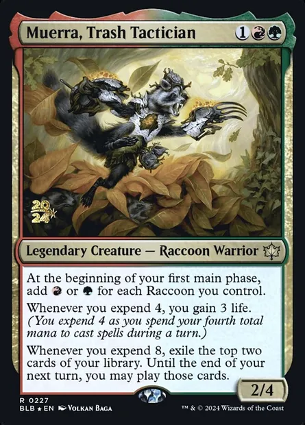Muerra, Trash Tactician, Magic card PBLB 227s — Bloomburrow Promos set