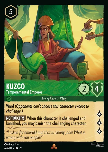 Kuzco - Temperamental Emperor, Disney Lorcana card CH9-069 — Fabled set