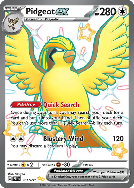 Pidgeot ex, Pokémon card PAF 221 — Paldean Fates set
