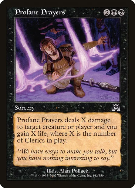 Prières profanes, carte Magic ONS 162 — extension Carnage