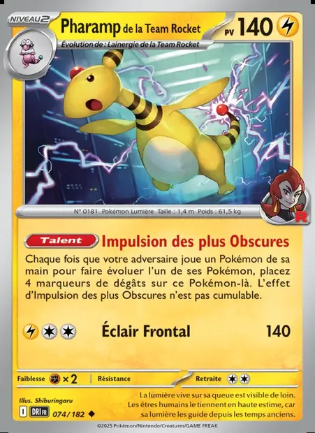 Pharamp de la Team Rocket, carte Pokémon DRI 074 — extension Rivalités Destinées