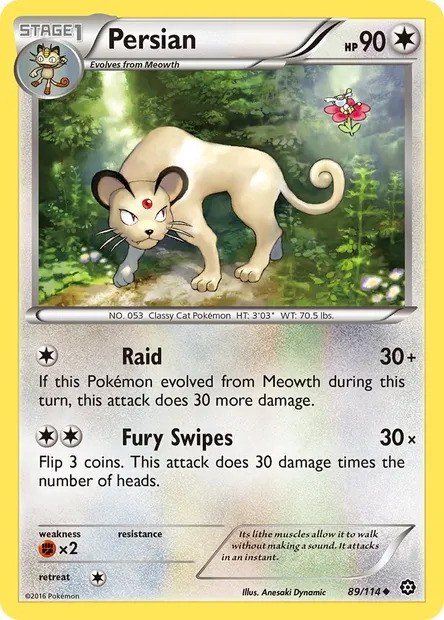 Persian, Pokémon card STS 89 — Steam Siege set