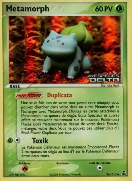 Métamorph, carte Pokémon DS 36 — extension EX Espèces Delta