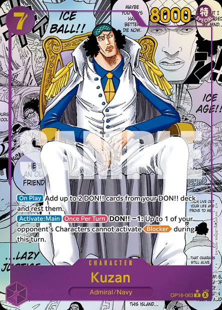 Kuzan, One Piece card OP16-063 — THE TIME OF BATTLE set