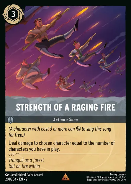 Strength of a Raging Fire, Disney Lorcana card CH9-201 — Fabled set