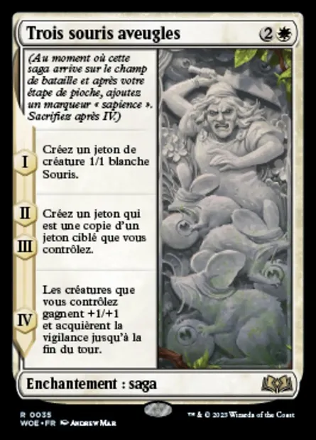 Trois souris aveugles, carte Magic WOE 35 — extension Wilds of Eldraine