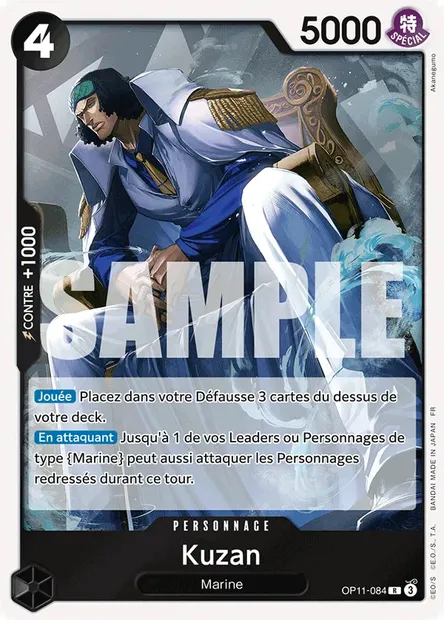 Kuzan, carte One Piece OP11-084 — extension DES POINGS VIFS COMME L'ÉCLAIR