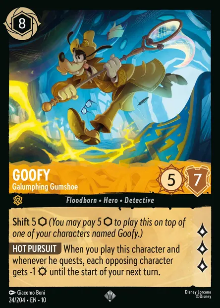 Goofy - Galumphing Gumshoe, Disney Lorcana card CH10-024 — Whispers in the Well set