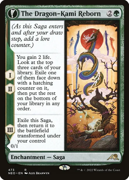 Renaissance du kami-dragon // Œuf du kami-dragon, carte Magic NEO 473 — extension Kamigawa: La Dynastie Néon