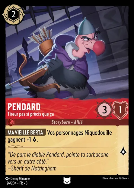 Pendard - Tireur pas si précis que ça, carte Disney Lorcana CH3-126 — extension Les Terres d'Encres