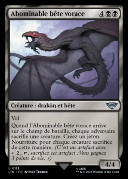 Abominable bête vorace, carte Magic LTR 113 — extension Le Seigneur des Anneaux : chroniques de la Terre du Milieu